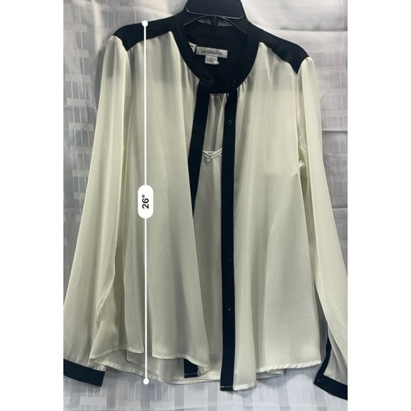 Liz Claiborne women long sleeve, size s, color white/black, button down - Picture 4 of 12